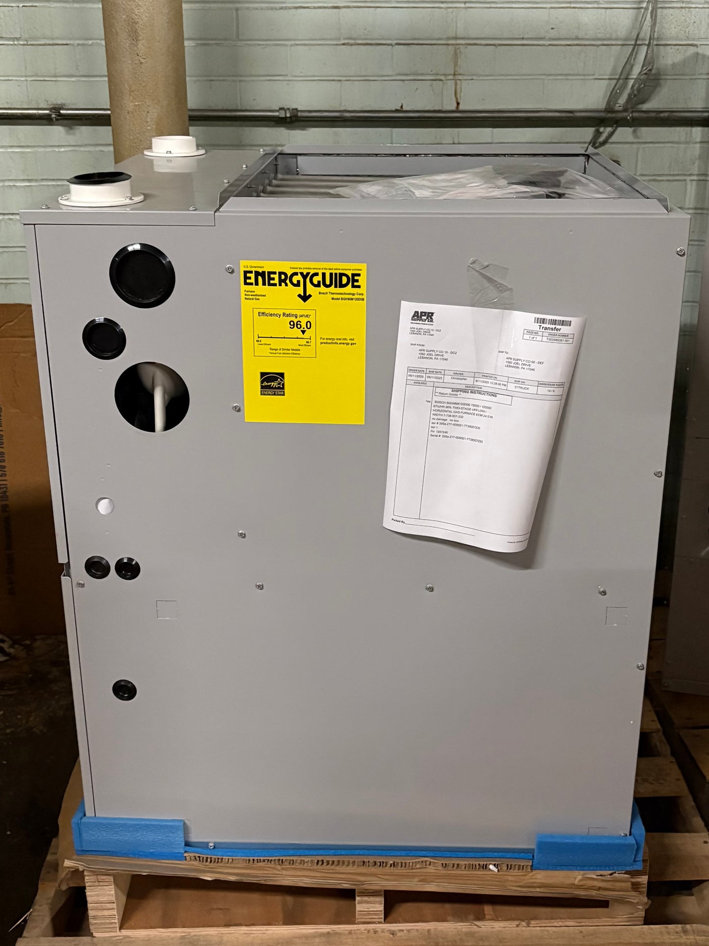 Bosch 120K BTU 96% Two Stage Furnace (BGH96M120D5B)